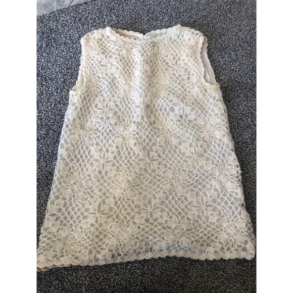 VTG Phil Rose Of California Wool Mohair Crochet Sleeveless Lined Blouse Ivory C4 - Picture 1 of 9
